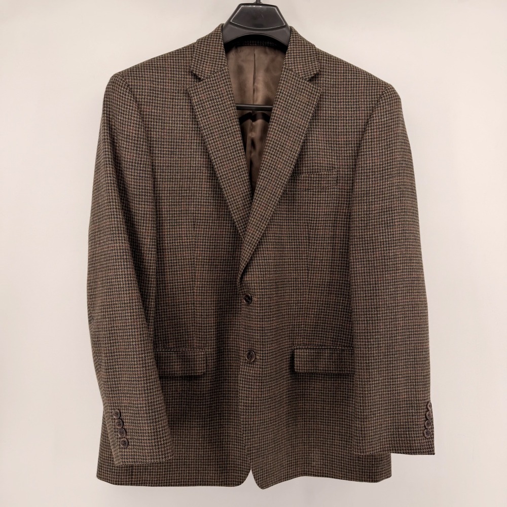 Lauren Ralph Lauren Blazer Mens 42R Brown Houndstooth Wool Sport Coat 2-Button
